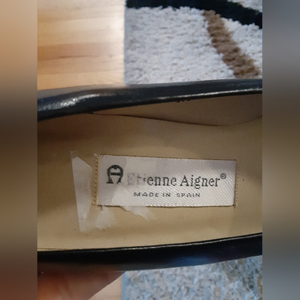 Etienne Aigner Black Leather Block Small Heels Women's 8.5M Business Casual - Picture 8 of 9